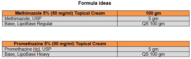 Methimazole and Promethazine forumula ideas